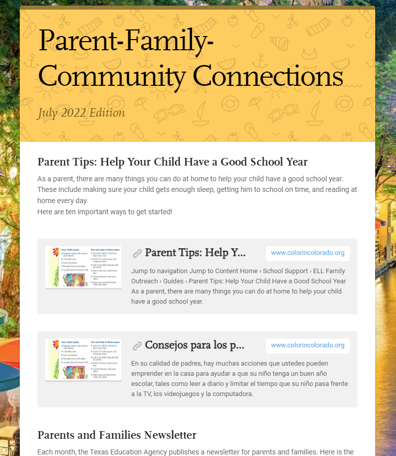 Parent-Family-Community Connections Magazine