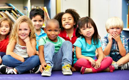 Pre-K and Kinder kids stock image