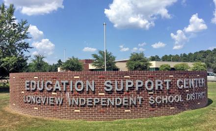 Front exterior of the Longview ISD administration building. 
