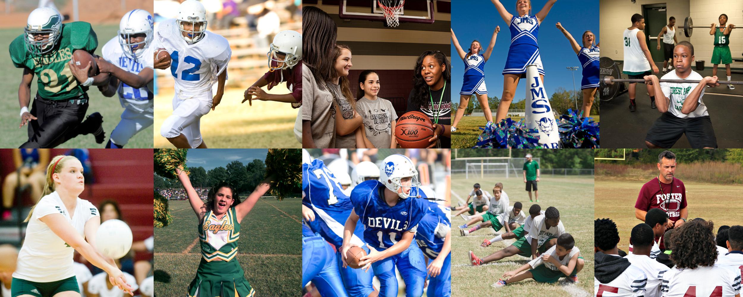Photo collage of LISD middle school athletics.
