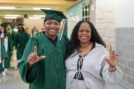 student with former principal
