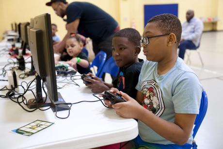 Students playing at Bailey expo